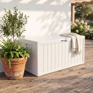 Neo 75 - Baule Portaoggetti da Giardino 110x46x53 cm 285 lt Contenitore Lucchettabile in Resina Bianco