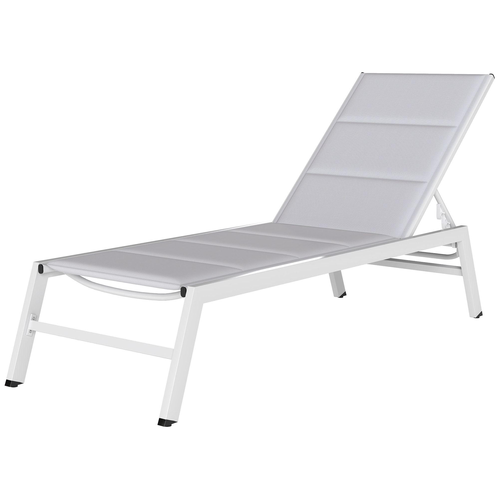 Bain de soleil réglable 6 positions 1 place aluminium gris clair