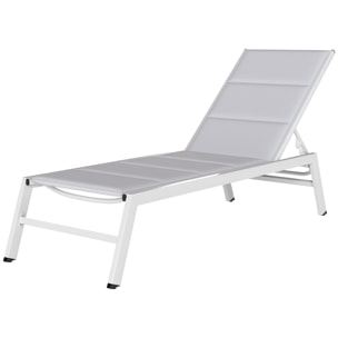 Bain de soleil réglable 6 positions 1 place aluminium gris clair