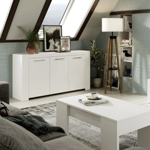 Aparador de 3 puertas con gran espacio de almacenamiento en blanco artik 144 cm Ambit Blanco Artik (Blanco Mate)