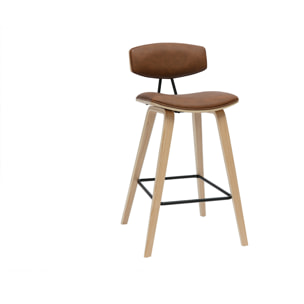 Tabourets de bar design marron et bois clair H69 cm (lot de 2) VASCO