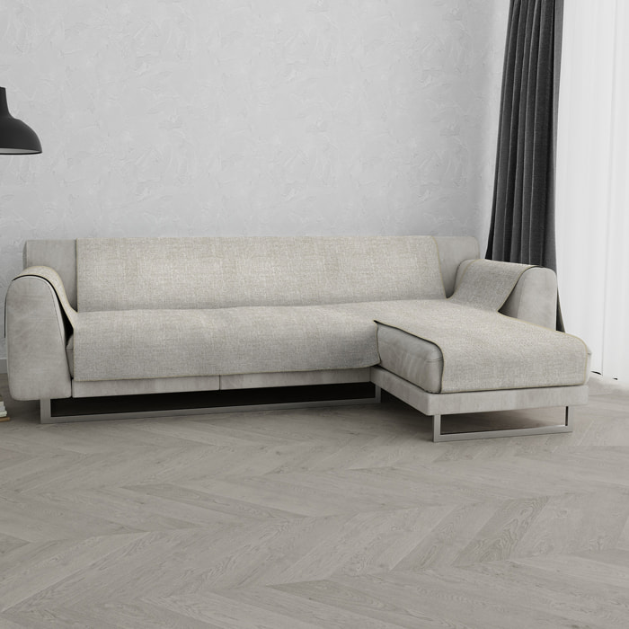 COPRIDIVANO PENISOLA DESTRA COMFORT, Antiscivolo, Cotone+Microfibra+Fibre Varie, Made in Italy - BEIGE