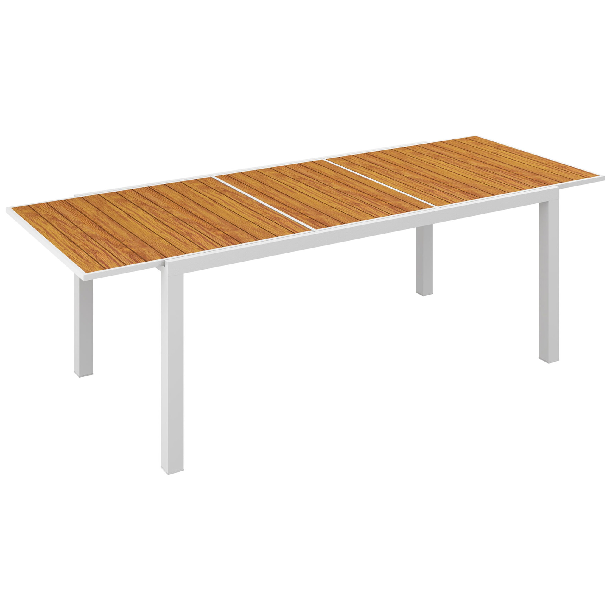 Mesa de Jardín Extensible Mesa de Comedor Exterior Rectangular Mesa de Terraza para 6 Personas con Marco de Aluminio Efecto de Madera Carga 50 kg 180/240x94x73 cm Marrón