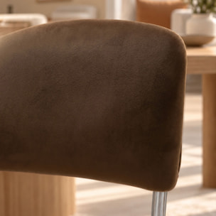 Lot de 2 chaises de table en tissu marron et structure chrome FELINE