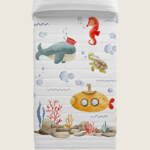 Cool Kids - Colcha Bouti Estampada - Reversible - 100% Algodón - 70 gr/m² - Submarine