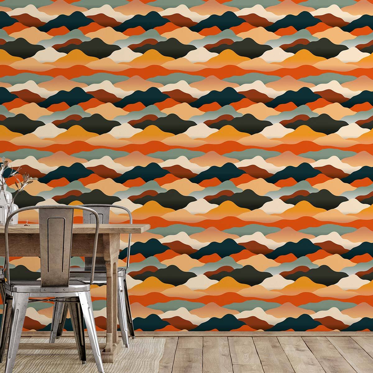 Papier peint panoramique, vintage cloudy Orange