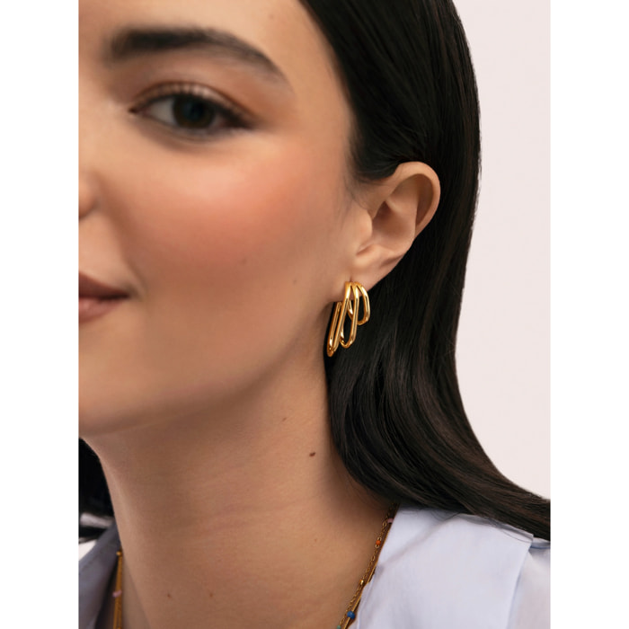 Orecchini Claw Triple Acciao Placcato Oro