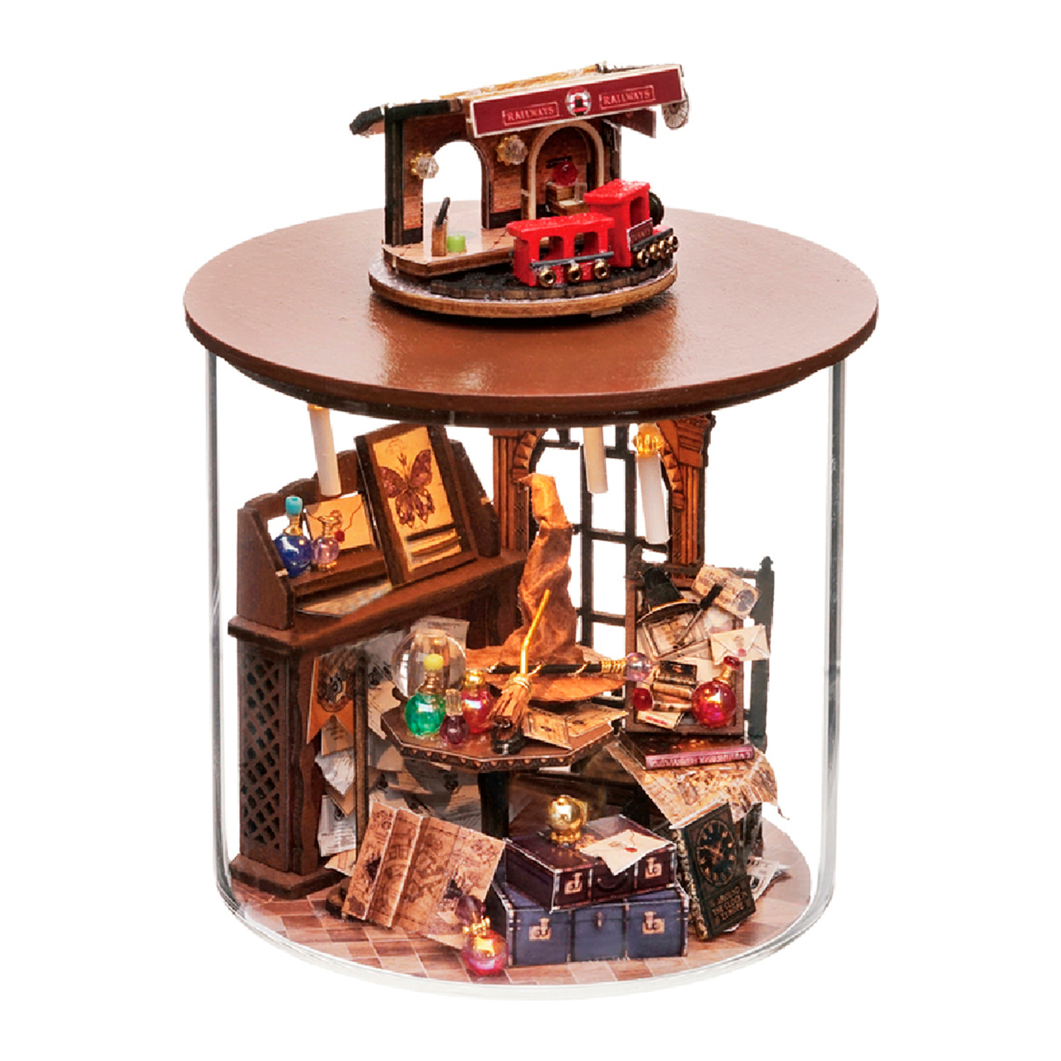 Colección Botellas de Ensueño, Tiempo Mágico. Maqueta 3D realista con gran detalle y luces led.