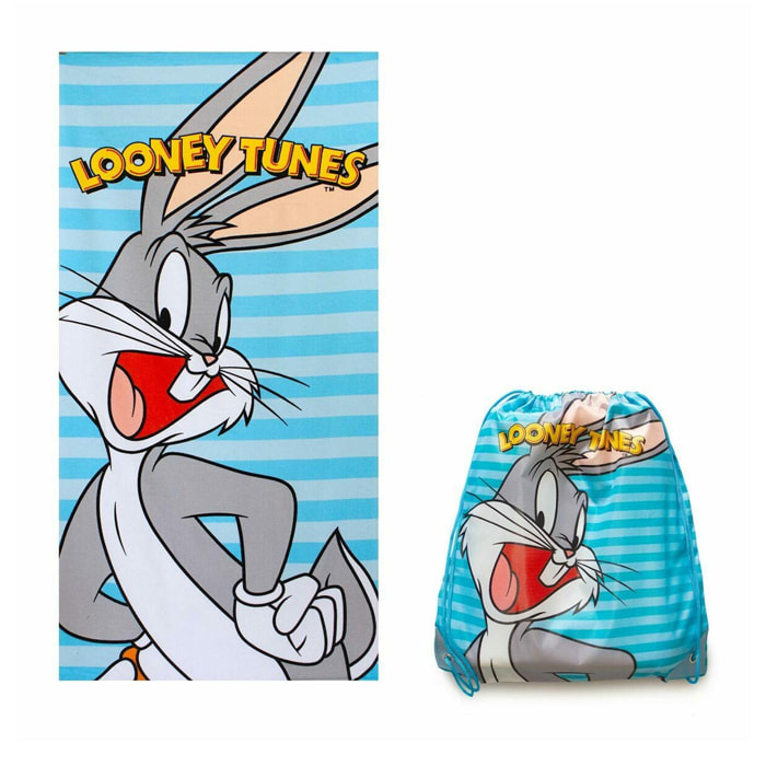 Hermet Telo Mare Microfibra Bugs Bunny 70 x 140 cm Con Sacca Prodotto Ufficiale