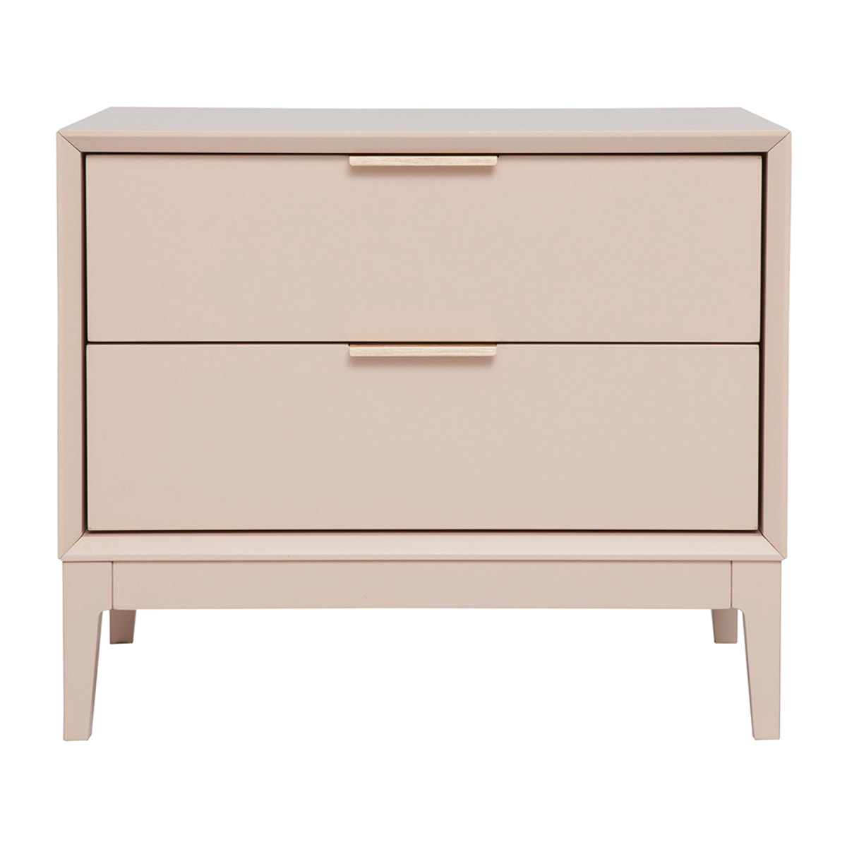 Table de chevet rose poudré et métal doré avec rangements GIANA