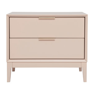 Table de chevet rose poudré et métal doré avec rangements GIANA