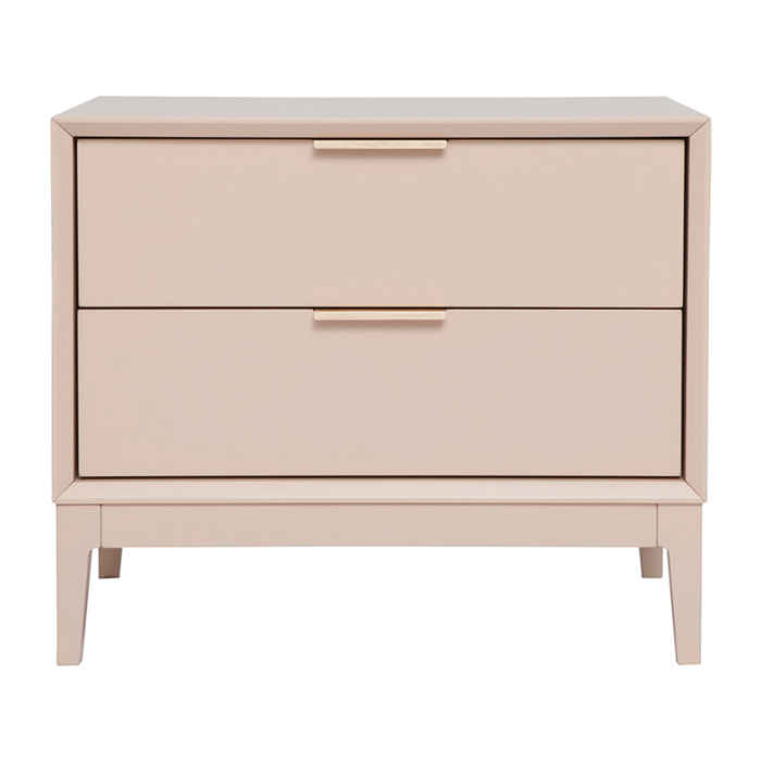 Table de chevet rose poudré et métal doré avec rangements GIANA