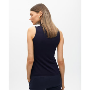 Top senza maniche collo alto in maglia