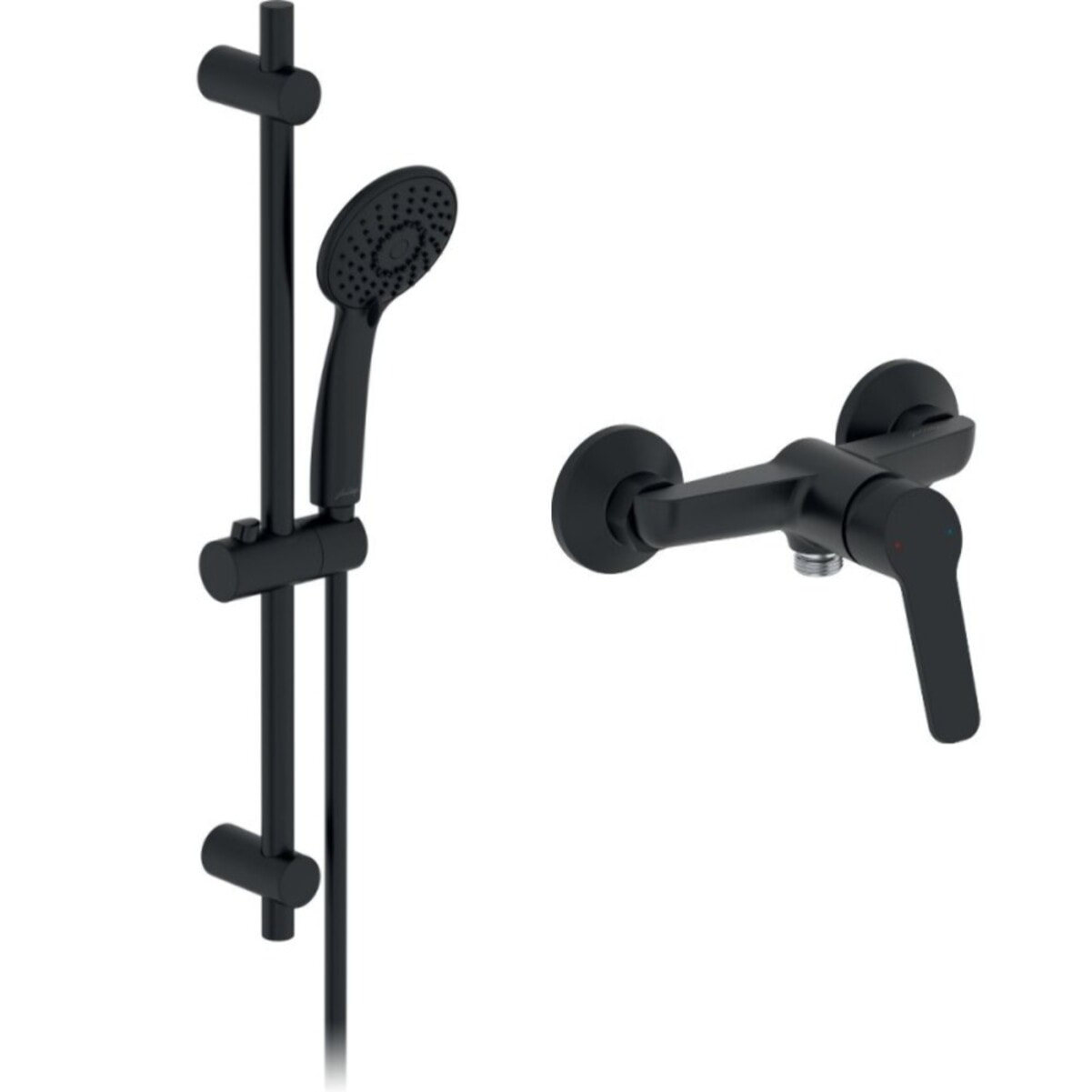 Pack mitigeur de douche mécanique Aimé noir + barre + pommeau de douche