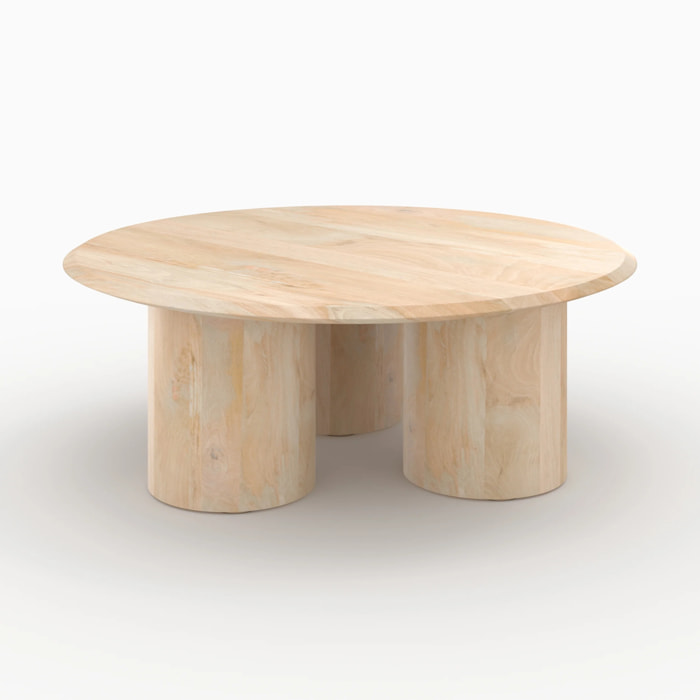 Table basse ronde en bois de manguier D90 cm - Sacha