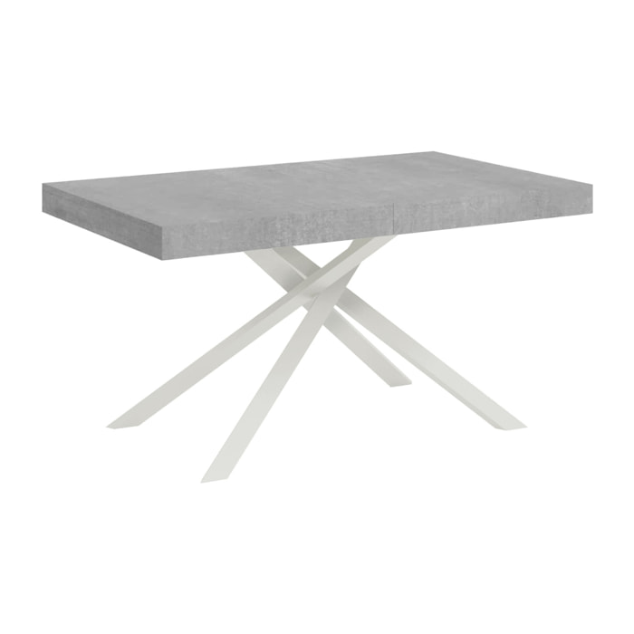 Tavolo allungabile 80x140/224 cm Karida cemento gambe bianche