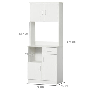 Alacena Buffet de Cocina de Melamina 71x41x178 cm Blanco