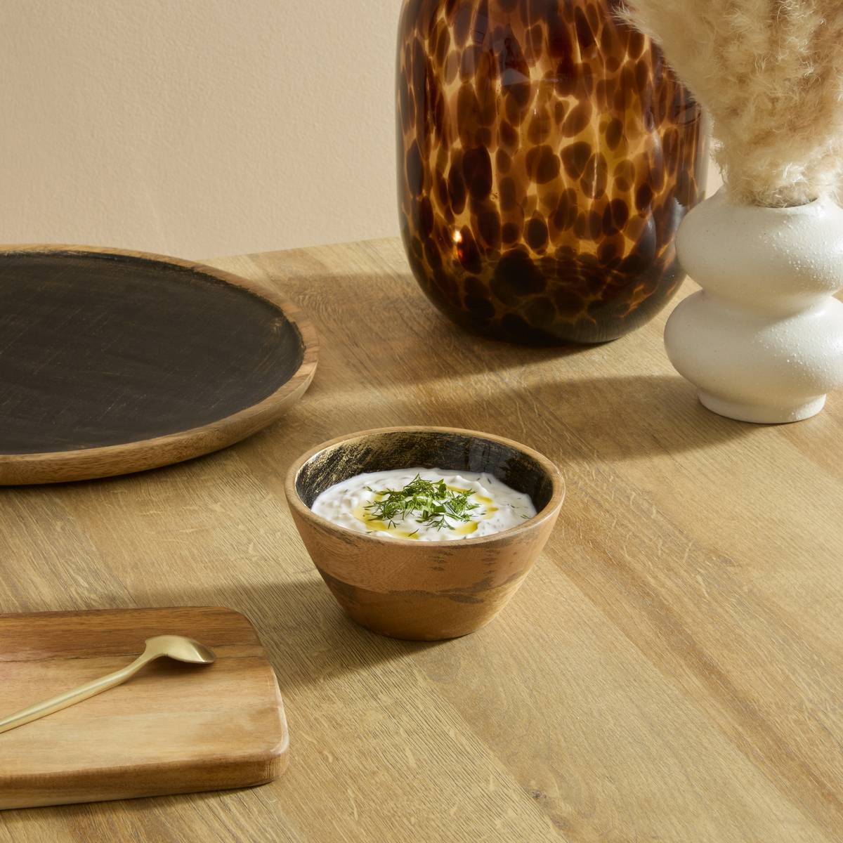 Coupelle bicolore en bois de manguier Ava D.12cm noir