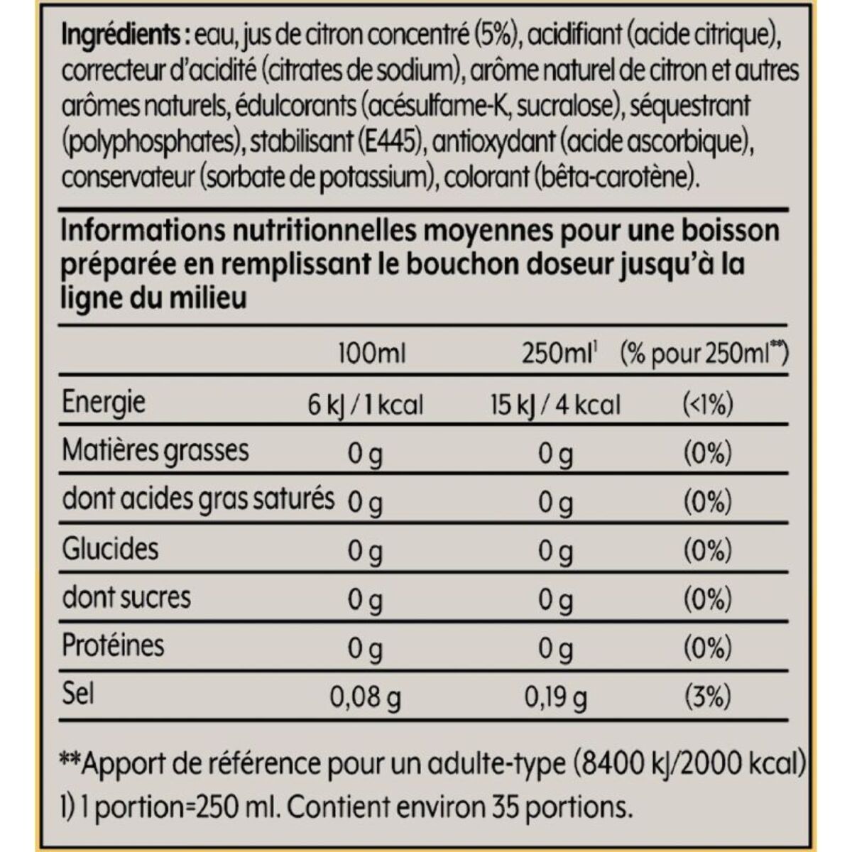 Concentré SODASTREAM CITRON SANS SUCRES 440ml