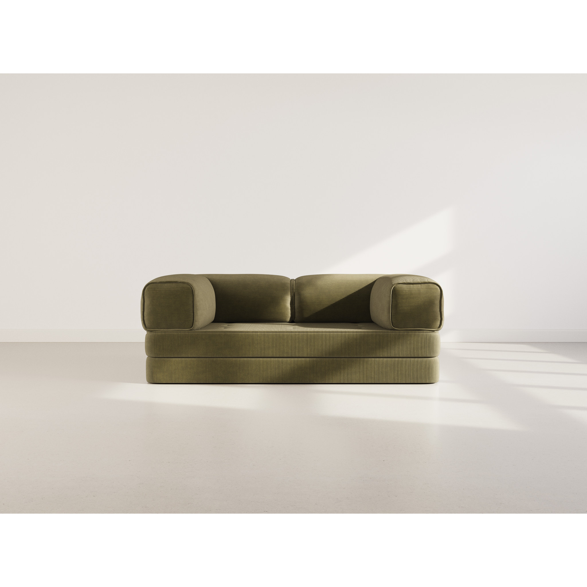 Poppy - canapé 3 places convertible en velours côtelé - Vert