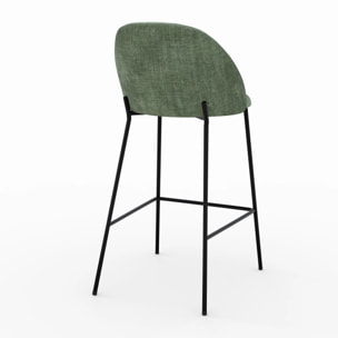 Lot de 2 chaises pour ilot central 66,5 cm en tissu vert sapin - Karl
