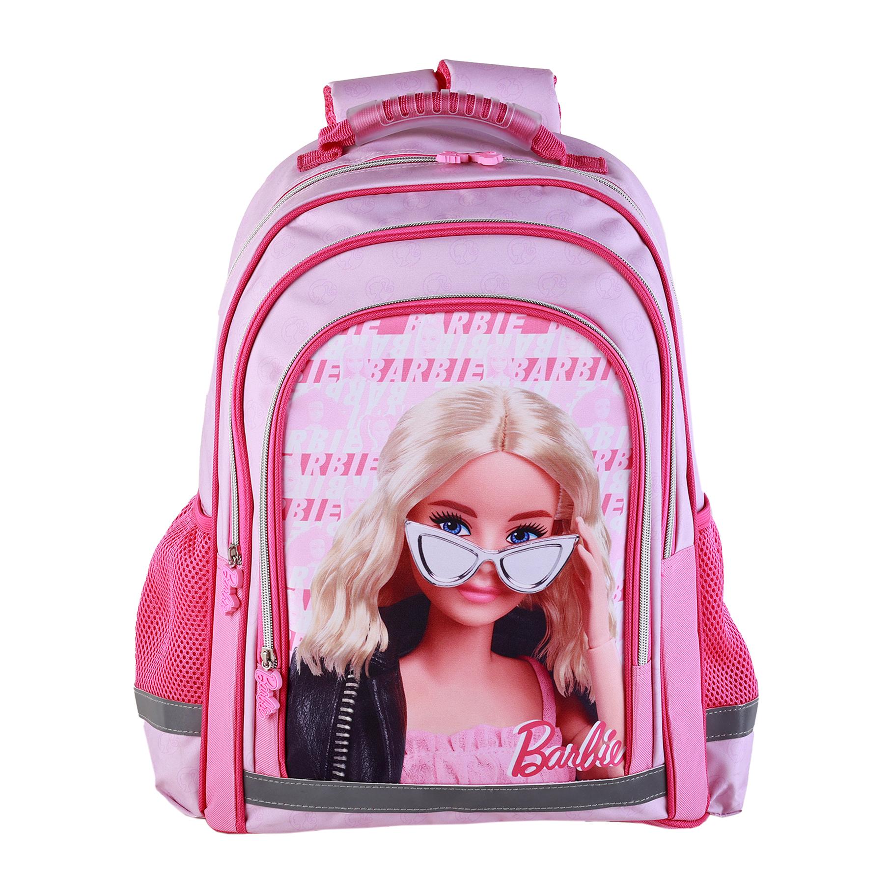 Barbie Fashion mochila primaria doble compartimento, de gran capacidad y adaptable a carro.