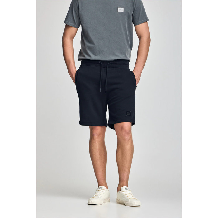 Bermuda Jonas in cotone blu scuro relaxed fit con toppa in twill in gomma Polo Club