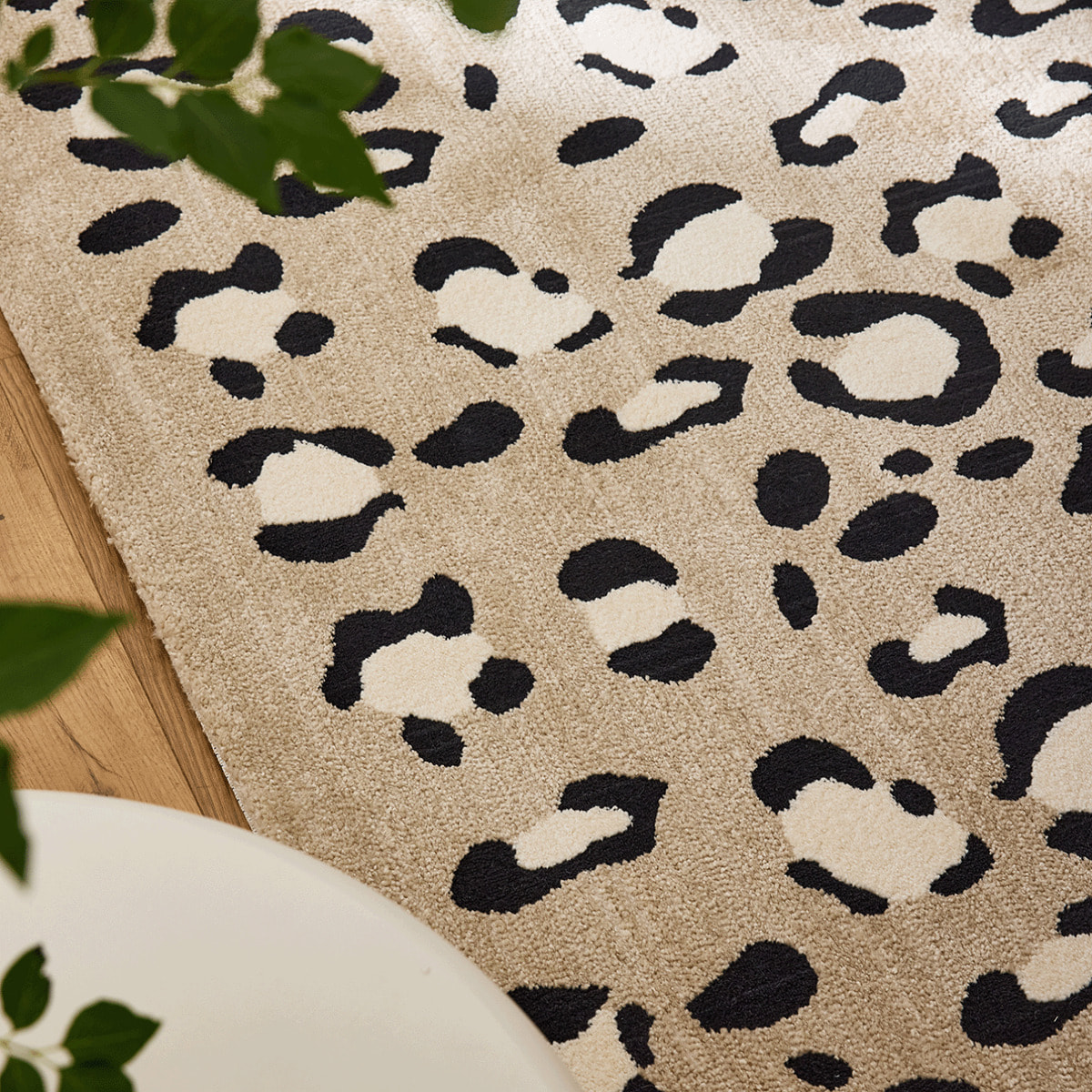 LEOVAH - Tapis salon motif léopard beige