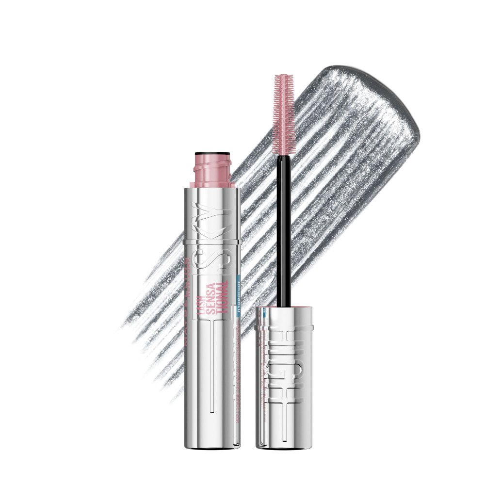 Maybelline New York Mascara Waterproof Cil Sensational Sky High Silver Chrome effet chromé argenté volume et longueur illimitée,