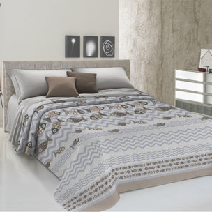 Copriletto di cotone pesciolini beige