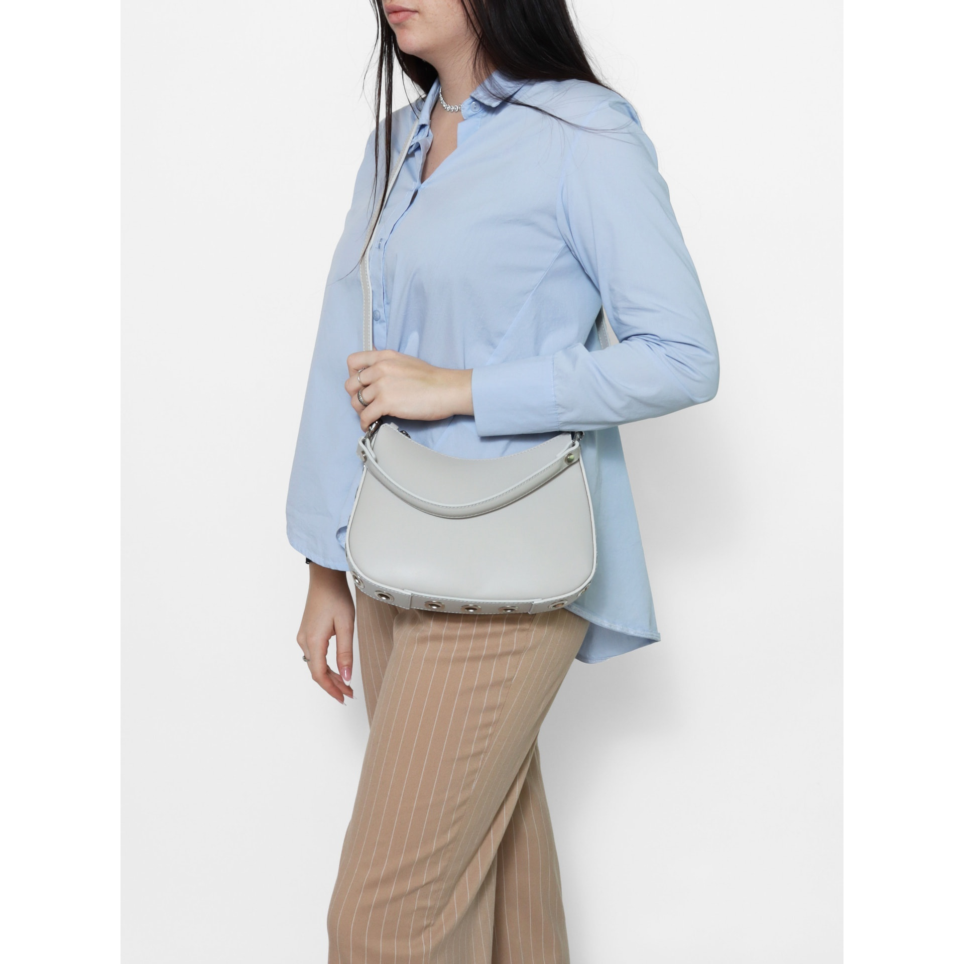 Borsa a spalla da donna - Modello False - 100% pelle ruga - 26.0 x 18.0 x 4.0 cm