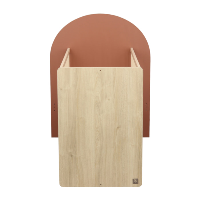 Lit bébé évolutif 120x60 en 90x190 - décor bois chêne sépia forme arche