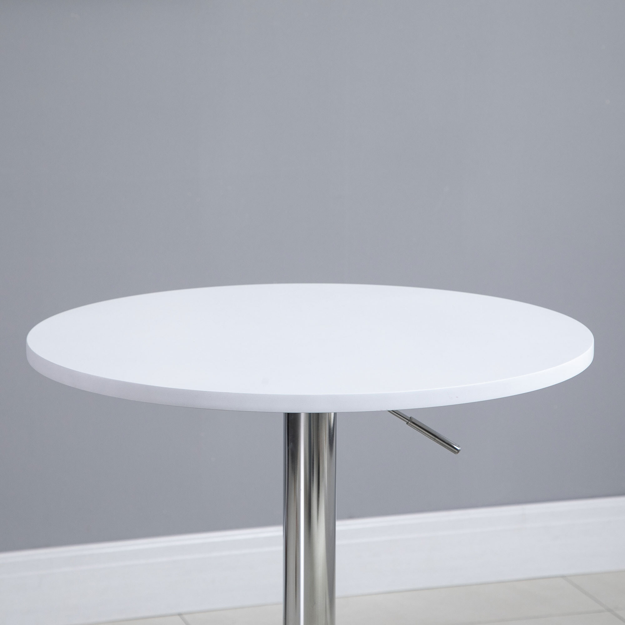 Mesa de Bar Regulable en Altura con Base Antideslizante Ø60x69-93 cm Blanco