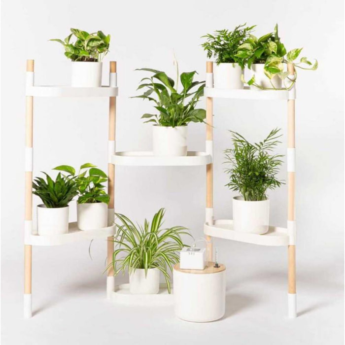 Estantería para plantas modular y personalizable con riego automático por goteo ; color blanco; 6 bandejas