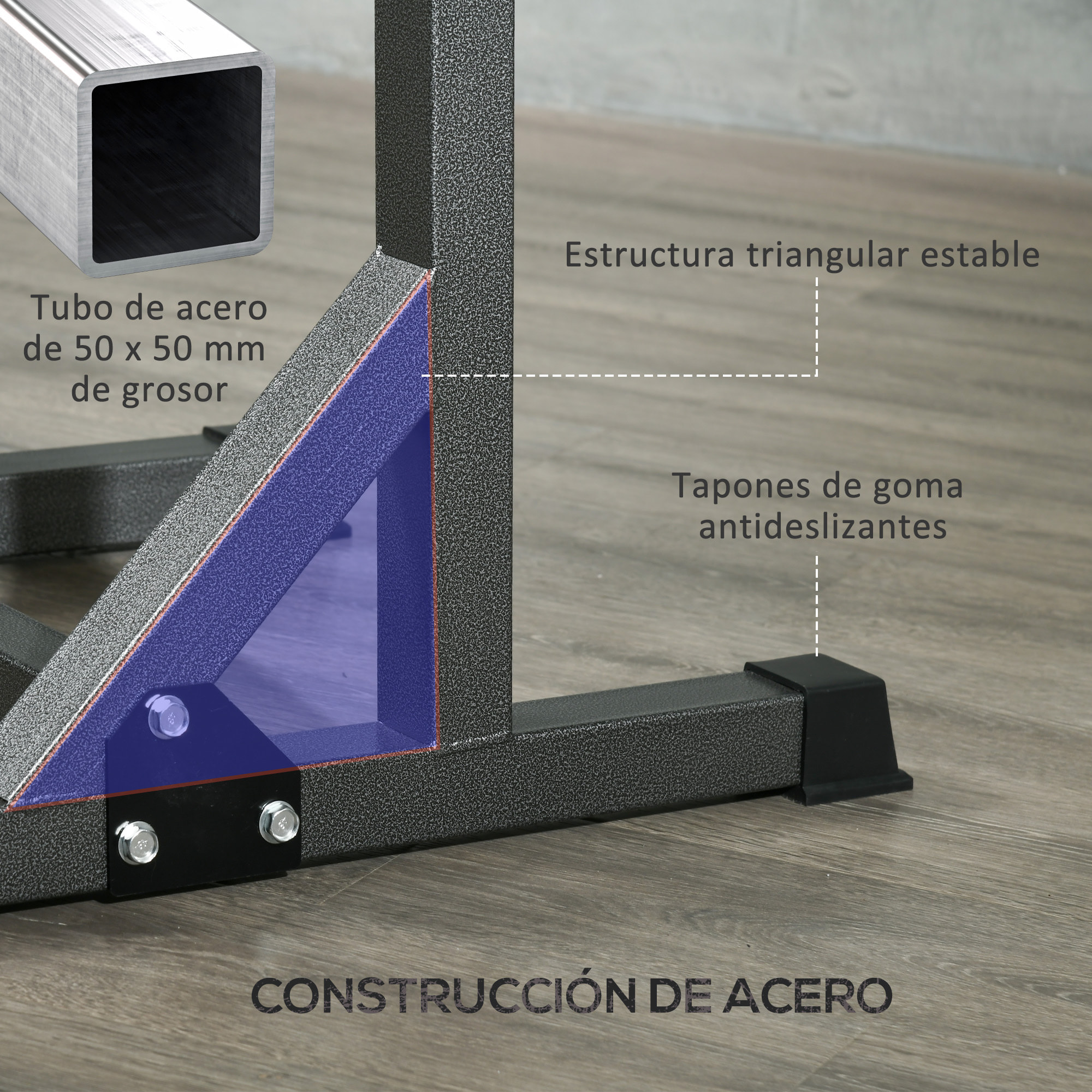 Soporte para Barras de Pesas Multifuncional con Ancho y Altura Ajustable Rack Musculación con Marco de Acero Carga 150 kg para Entrenamiento en Gimnasio Casa Negro