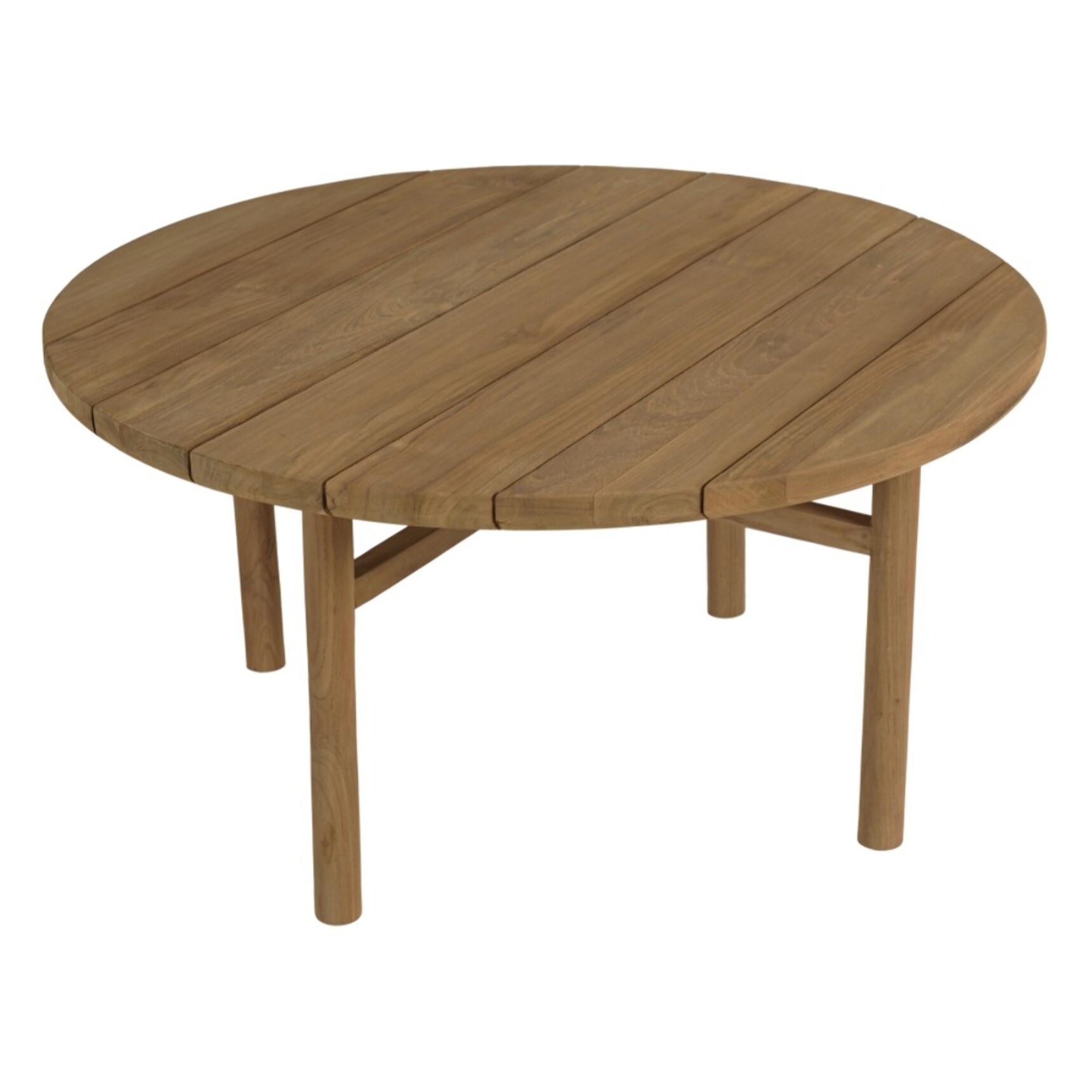 KALLY - Table basse de jardin ronde en bois de teck recyclé naturel D80cm