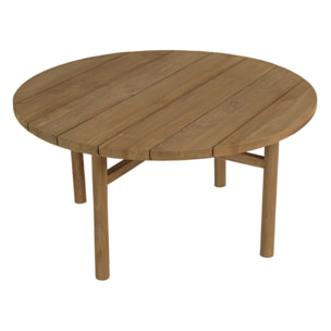 KALLY - Table basse de jardin ronde en bois de teck recyclé naturel D80cm