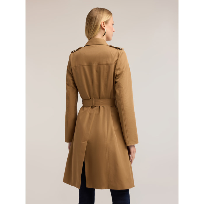 Motivi - Trench cinturato doppiopetto misto cotone - Marrone