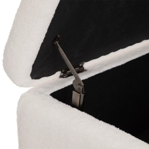 Banc coffre bouclette "Aurora" blanc 100x40cm