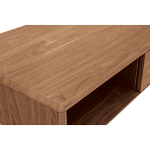 Table basse rectangulaire avec rangements 2 tiroirs bois foncé noyer L100 cm SUVA
