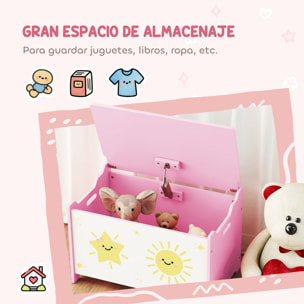 Caja de Almacenaje Juguetes, 53L, Baúl Juguetes Infantil, Organizador Juguetes con Tapa Abatible Pistón de Gas para Niños, Niñas, Libros, Ropa en Guardería, Sala de Juegos, Dormitorio, Rosa