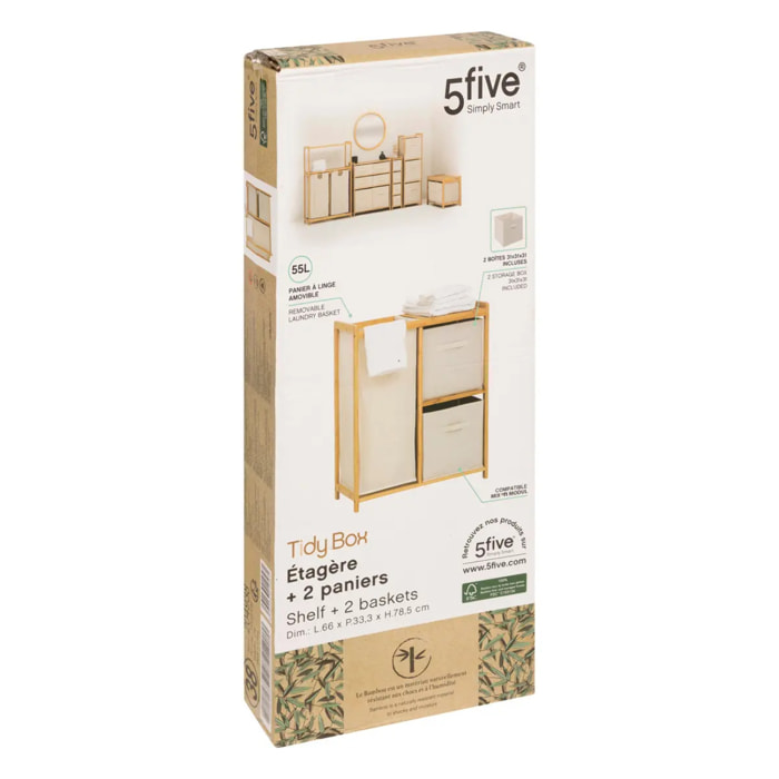 Étagère "Tidy Box" avec paniers en bambou marron 66x33,3cm