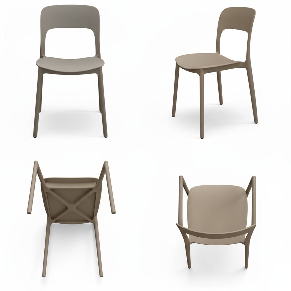 Set 4 Sedie Da Giardino In Polipropilene Impilabili Leggere E Resistenti Ideali Per Esterni Terrazze Giardini Bar Dehors Ristoranti Tortora