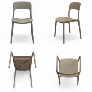 Set 4 Sedie Da Giardino In Polipropilene Impilabili Leggere E Resistenti Ideali Per Esterni Terrazze Giardini Bar Dehors Ristoranti Tortora