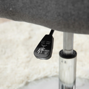 Fauteuil lounge design grand confort coussins lombaires hauteur réglable pivotant 360° piètement métal chromé lin gris