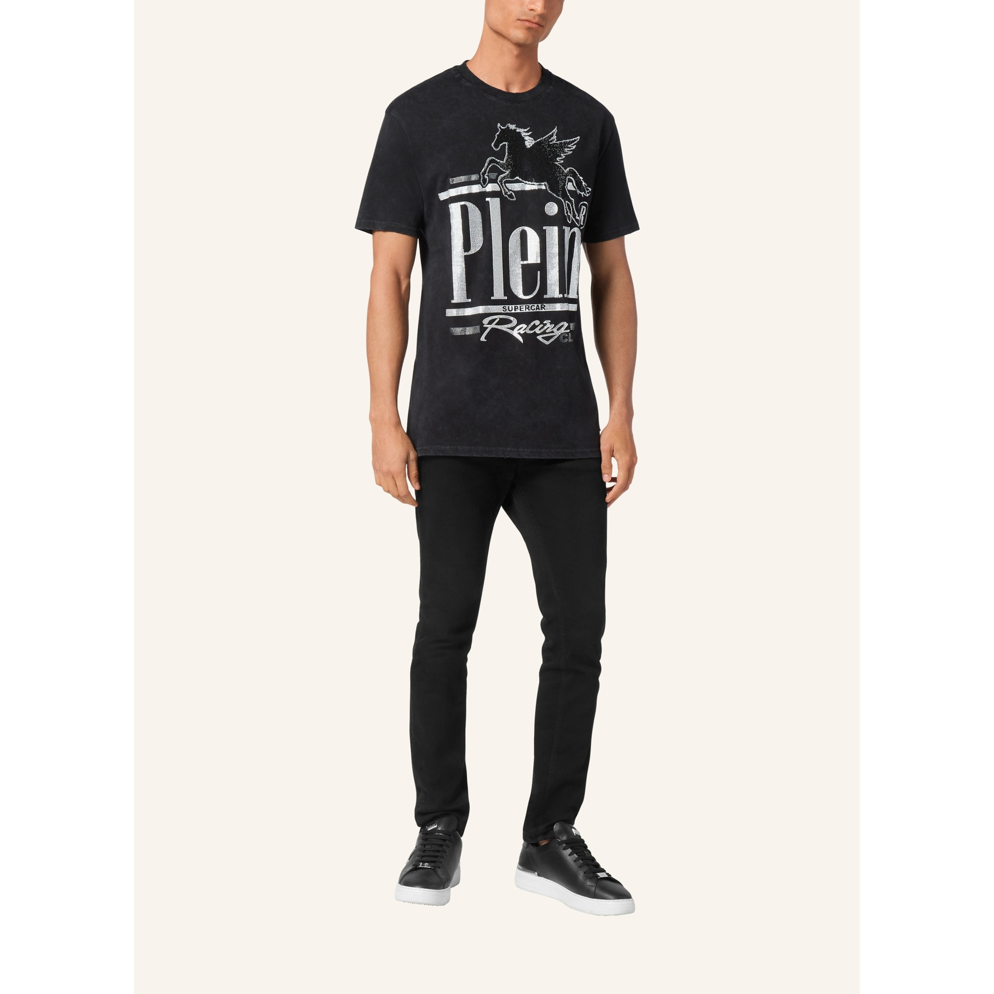 PHILIPP PLEIN Camiseta de cuello redondo y manga corta RACING