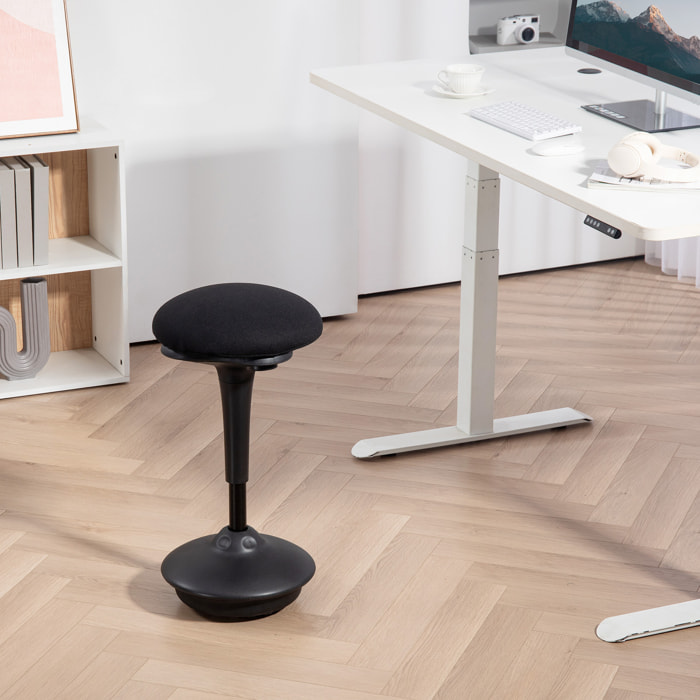 Tabouret oscillant - tabouret dynamique ergonomique H. 70-90cm 360° - tissu noir