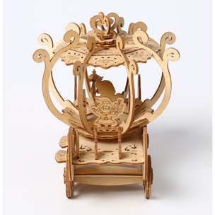 Modello in legno 3D, design di carrozza di zucca con movimento meccanico. 82 pezzi.