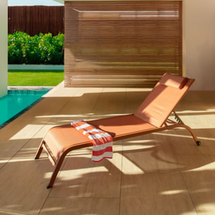 Lot de 2 chaises longues en acier inoxydable corail NAPOLI