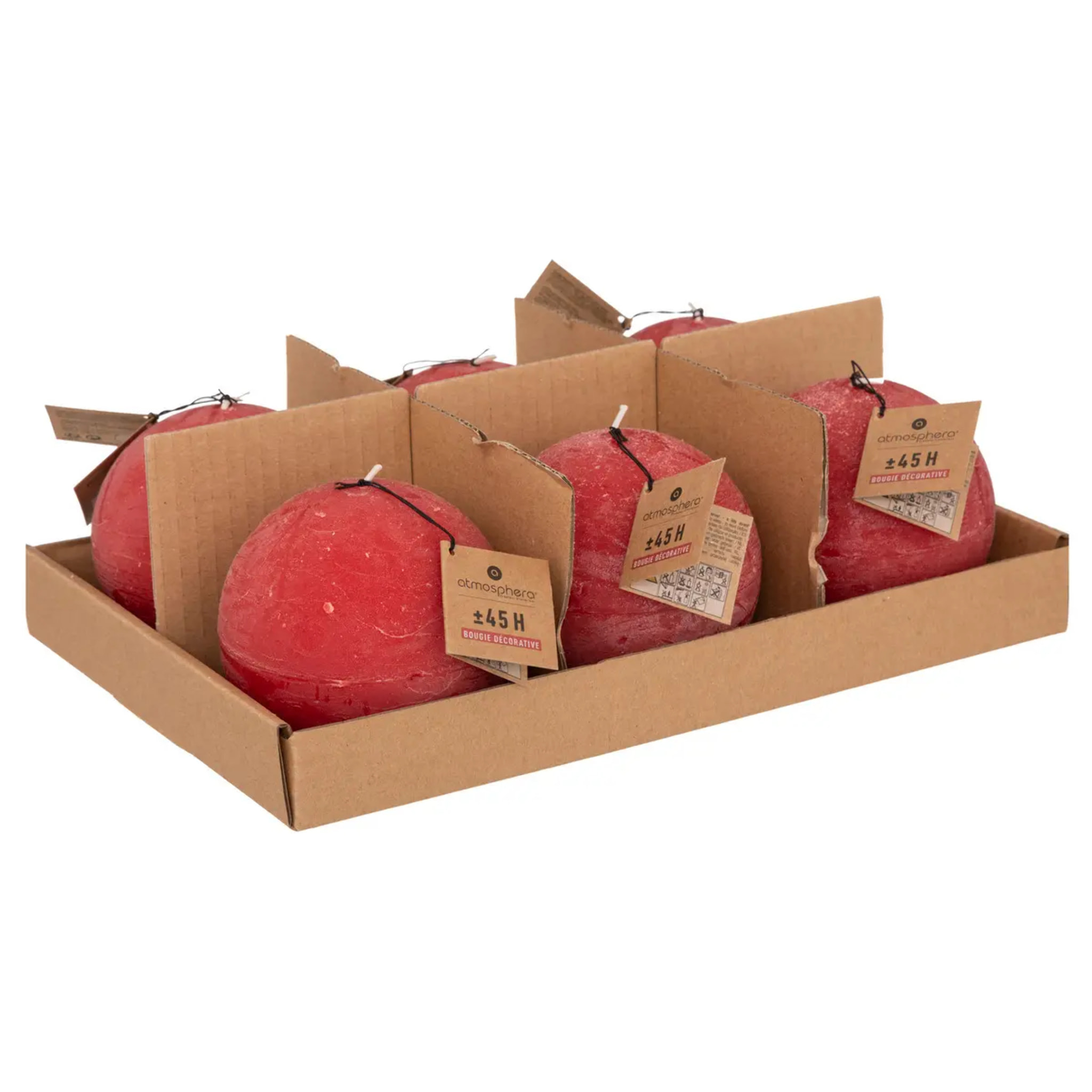 Bougie boule rustique rouge 445g